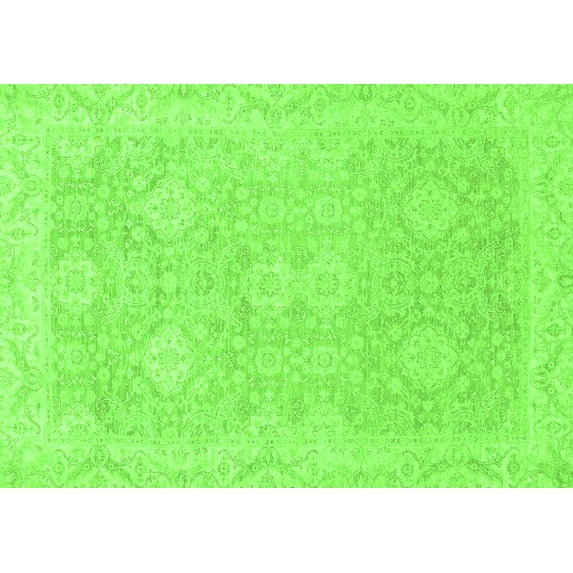 Ahgly Company Indoor Rectangle Oriental Green Traditional Area Rugs, 7' x 10'
