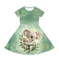 thumbnail image 2 of Uourmeti Girls Koala Dresses Size 3-4 Summer Soft Short Sleeve Dress Lightweight Loose Fit O Neck Knee A-Line Dresses with Pockets, 2 of 6