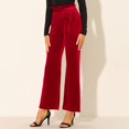 thumbnail image 3 of Pantalones Sueltos De Mujer Cintura Alta Pierna Ancha Con Cinturón Pantalones De Campana De Color Puro Con Bolsillo Lateral Rojo S, 3 of 6