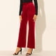 thumbnail image 3 of Pantalones Sueltos De Mujer Cintura Alta Pierna Ancha Con Cinturón Pantalones De Campana De Color Puro Con Bolsillo Lateral Rojo M, 3 of 6