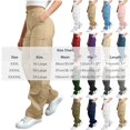 thumbnail image 3 of Womens Pants for Work Plus Size Women's Cargo Pants Elastic Waist Button Casual Straight Leg Streetwear Trousers with Multi Pocket for Outdoor Hiking Travel Green 4XL, 3 of 7