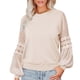 thumbnail image 1 of Camiseta de manga larga para mujer, jersey con cuello redondo, Top con manga acampanada, Top holgado informal para mujer, 1 of 6