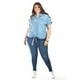 thumbnail image 5 of Blusa de mezclilla con nudo Roman Fashion /Tallas Extras, 5116 (Mezclilla light) azul 36, 5 of 5