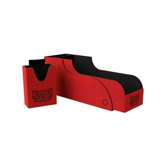 Dragon Shield Nest 300 Plus Red & Black Durable Magnetic Leather Deck & Dice Box Case Protector