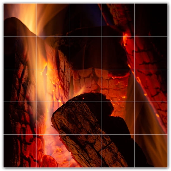 Picture-Tiles.com: Fire Ceramic Tile Wall Mural WAL500600-55M. 30"W x 30"H using (25) 6" x 6" Ceramic Tiles-Satin Finish