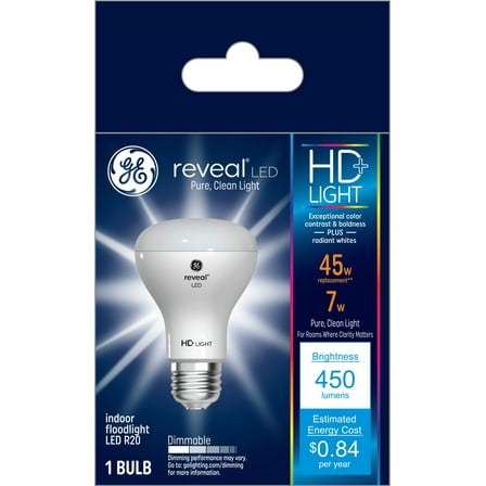 GE Reveal HD  LED Floodlight, 45 Watt Eqv, R20 Indoor Light Bulb