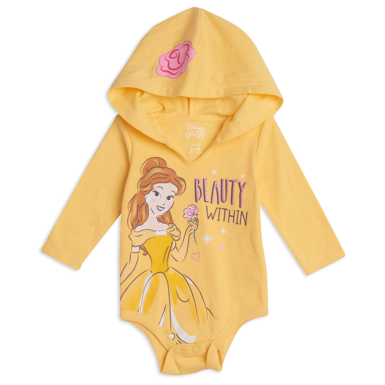 Disney Princess Belle Cinderella Ariel Newborn Baby Girls 3 Pack Bodysuits Newborn to Infant