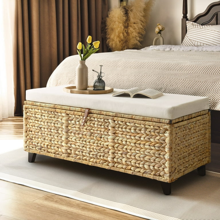 StorageWorks Wicker Storage Bench with Cushion
