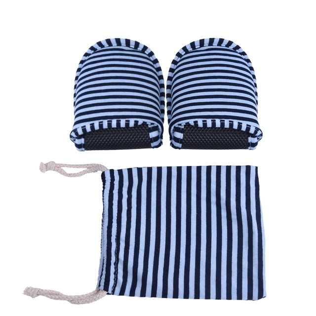 Pantuflas de viaje portátiles, plegables, reutilizables, de algodón suave, antideslizantes para interiores (rayas azules para hombre)