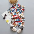 thumbnail image 2 of HCNTES Toddler Baby Boy Summer Outfits Tropical Jungle Animal Print Button Down Shirt and Shorts 2-Piece Set Toddler Boy Beach Vacation Clothes, 2 of 6