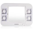 thumbnail image 1 of JERDON Two-Sided Makeup Mirror with Lights - Vanity Mirror with 5X Magnification & Glare-Free Lighting - White Base - Model J1015, 1 of 5