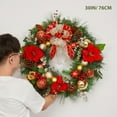 thumbnail image 5 of Pre-lit Christmas Wreath for Front Door, 30 Inch Christmas Wreath with 40 LED Lights, Xmas Wreath for Home Party Indoor Outdoor Use, 5 of 9