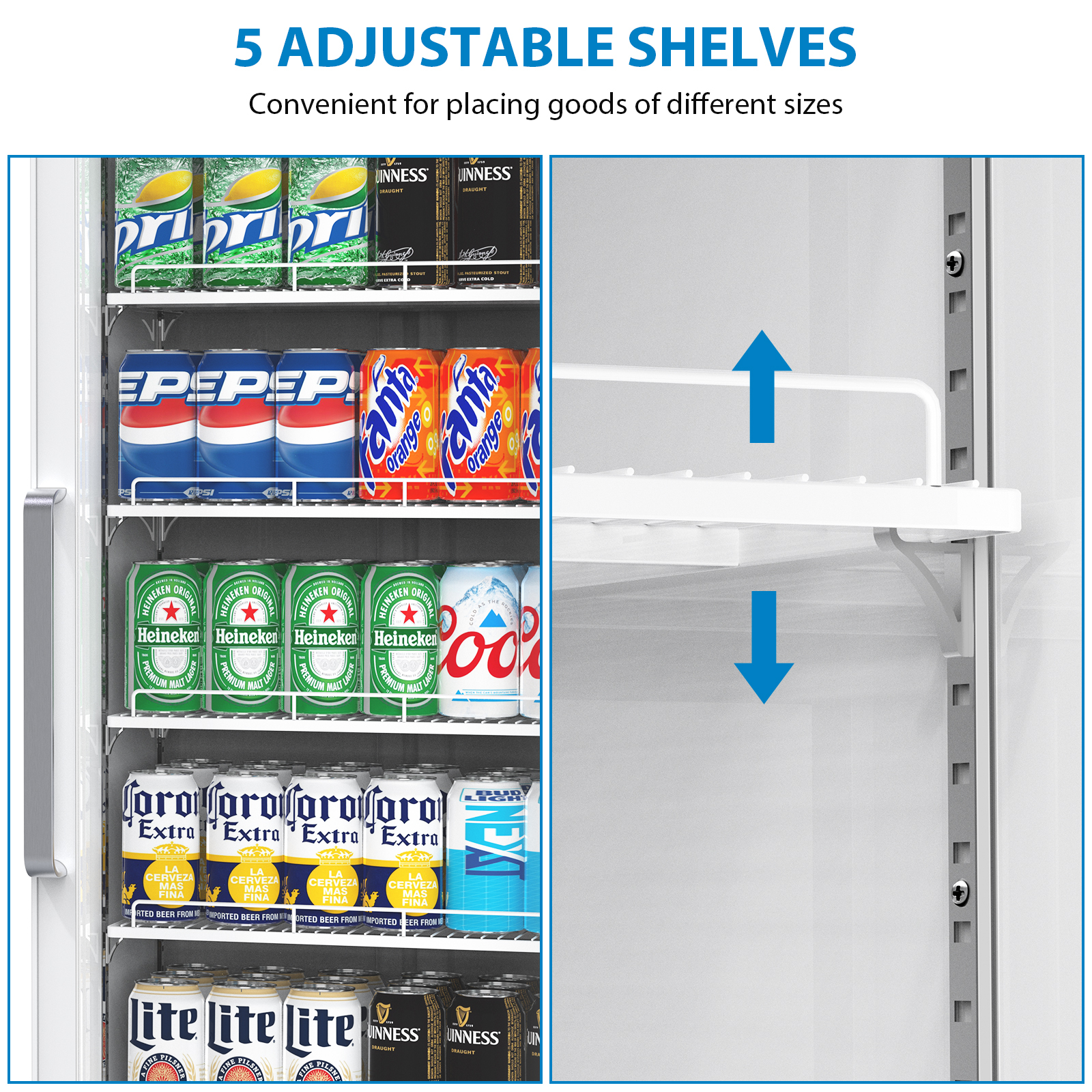Garvee Commercial Refrigerator,12.4 Cu.ft Display Fridge Merchandiser Upright Beverage Cooler,Single Glass Door Fridge with Adjustable Shelves & LED Lighting,White