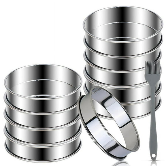 10PCS Premium English Muffin Rings Set-4 Inch Double Rolled Stainless Steel Mold for Baking Tart & Crumpets