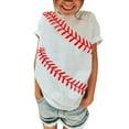 thumbnail image 4 of Hiijoy Toddler Girl's Casual Baseball Print T-Shirt Short Sleeve Summer Loose T Shirt, 4 of 5
