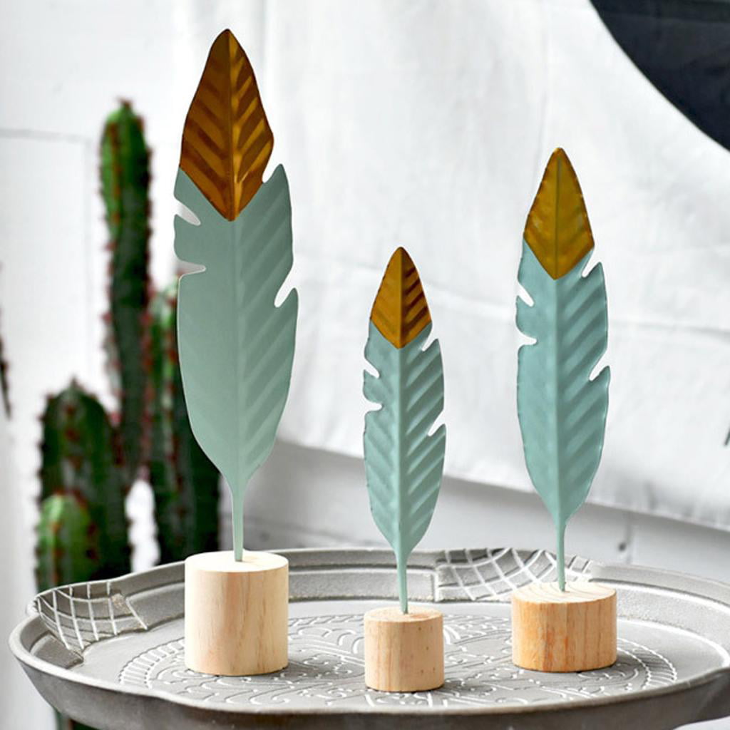 Modern Iron Feather Shaped Decorative Desk Ornaments Home Decor 