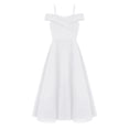 thumbnail image 2 of Kids Girls Chiffon Party Dress Off-the-Shoulder A-Line Floor Length Dresses White 14, 2 of 4