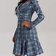 thumbnail image 3 of Vestido de mujer estilo urbano, de manga larga, con estampado de cuadros y doble botonadura y solapa estilo europeo y americano, 3 of 6