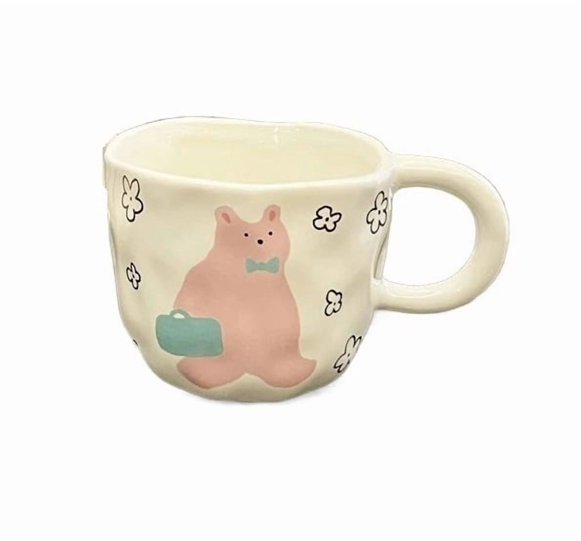 Espresso cup Hand Pinched Irregular Ceramic Mug Cute Bear Pattern Coffee Cup
