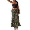 thumbnail image 3 of Cargo Skirts y2k Clothes Women Solid Color Elastic Low Waist Ruched Long Skirt Grunge Aesthetic Skirt Streetwear-As photo shows-M, 3 of 7
