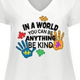 thumbnail image 4 of Inktastic In a World You Can Be Anything Be Kind Autism Awareness Women's Plus Size V-Neck T-Shirt, 4 of 5