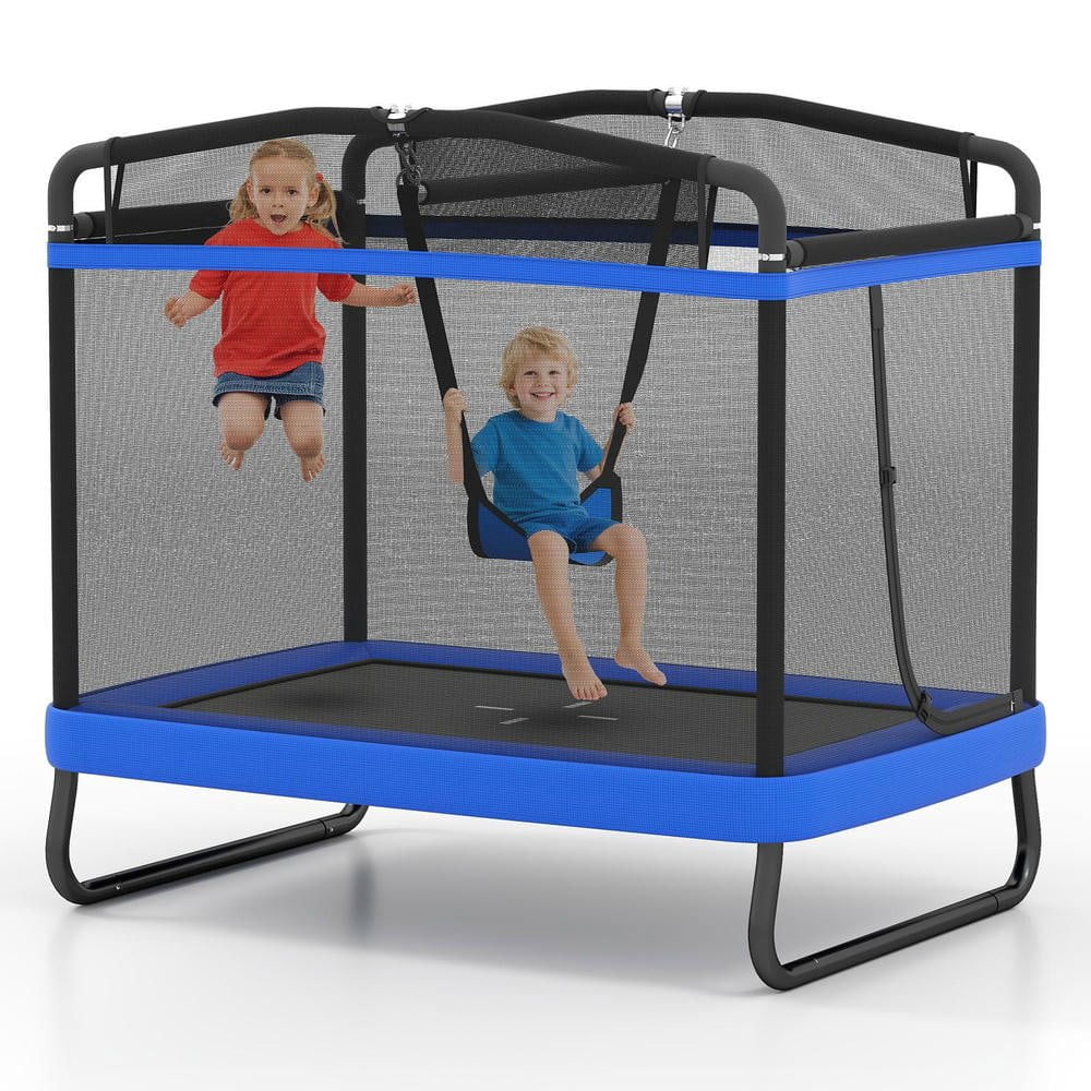 LANGXUN 6.5Ft 7-in-1 Rectangle Trampoline for Kids Indoor Outdoor