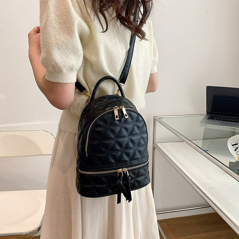 Fashion Leather Backpack Women Solid Color Luxury Designer