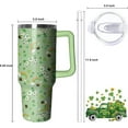 thumbnail image 2 of 40oz St Patricks Day Tumbler with Handle and Straw, Green Irish Shamrocks Gnome Stainless Steel Vacuum Insulated Cup, Travel Mug Water Bottle, Gifts for Women Men, 2 of 6