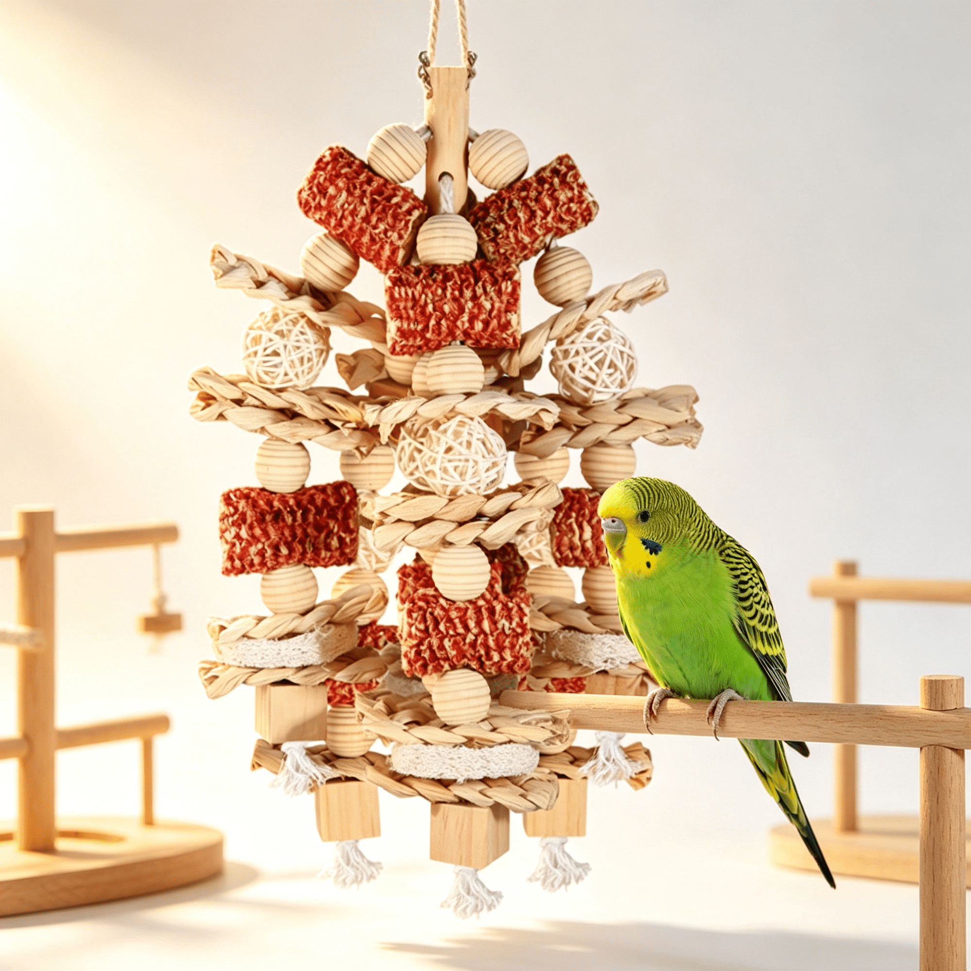 Bird Toys Natural Corn Cob Loofah Chew Toys for Large Medium Parrots,Colorful Bird Foraging Toys,Cage Accessories,Natural Corn Cob Loofah Slices, for African Greys, Quaker, Green-Cheeked Conure