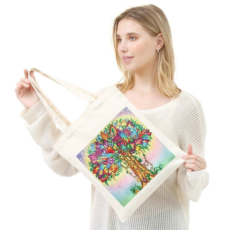 WOXINDA Cotton Canvas Tote Bag With Diamonds 5D DIY Diamond Painting  Reusable Grocery Bags For Women Durable Fashionable Bags 