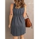thumbnail image 2 of Estrela Vestido corto para mujer, cuello en V, frente, un solo pecho, cintura elástica, vestido sin mangas para uso de verano, gris oscuro L, 2 of 5