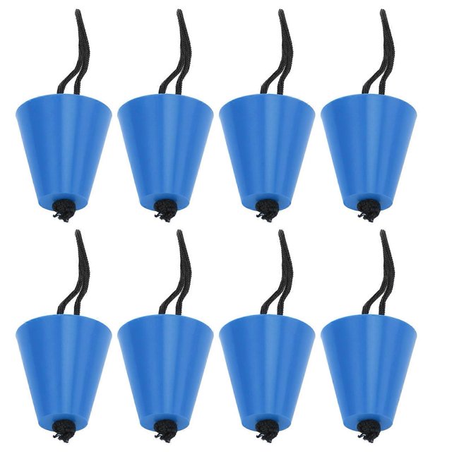 8Pcs/Set Kayak Scupper Plug Silicone Drain Hole Bung Stopper with Lanyard for CanoeBlue