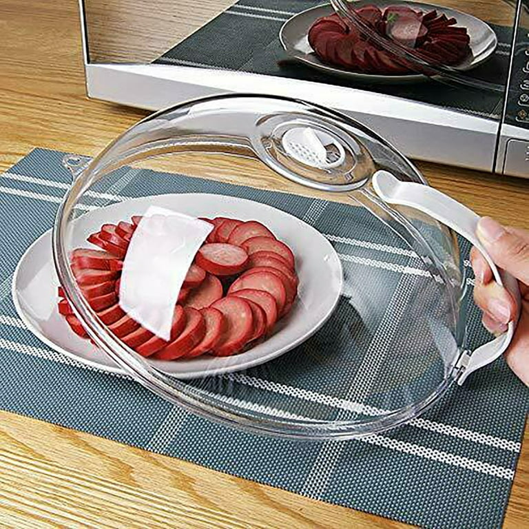 2 Pack Microwave Splatter Cover, Transparent Cover, Microwave Plate Cover  Lid with Handle and Adjustable Steam Vents Holes Keeps Microwave Oven Clean