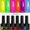 thumbnail image 1 of LILYCUTE 6 unids/set Macaron pintauñas uñas gel pintauñas semipermanentes primavera verano 6 colores neón UV LED Nail Art Gel base coat y top coat uñas gel esmaltes, 1 of 4