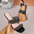 thumbnail image 6 of Women’s Chunky Heel Sandals with Rhinestone Design & Peep Toe, Comfortable Dressy Mules for Dates, Photoshoots, and Weekend Outings, 6 of 9