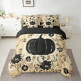 thumbnail image 2 of Manfei Black Pumpkin 7pcs Bedding Comforter Set,Retro Rustic Flower Queen Bedding Sets,Fall Farm Queen Sheet Sets For Girl Boys,Microfiber Bedroom Decor Reversible, 2 of 8
