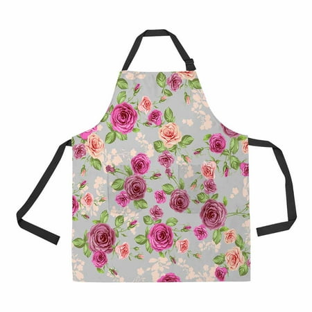 

PKQWTM Vintage floral Unisex Adjustable Bib Apron with Pockets for Commercial Restaurant and Home Kitchen Use