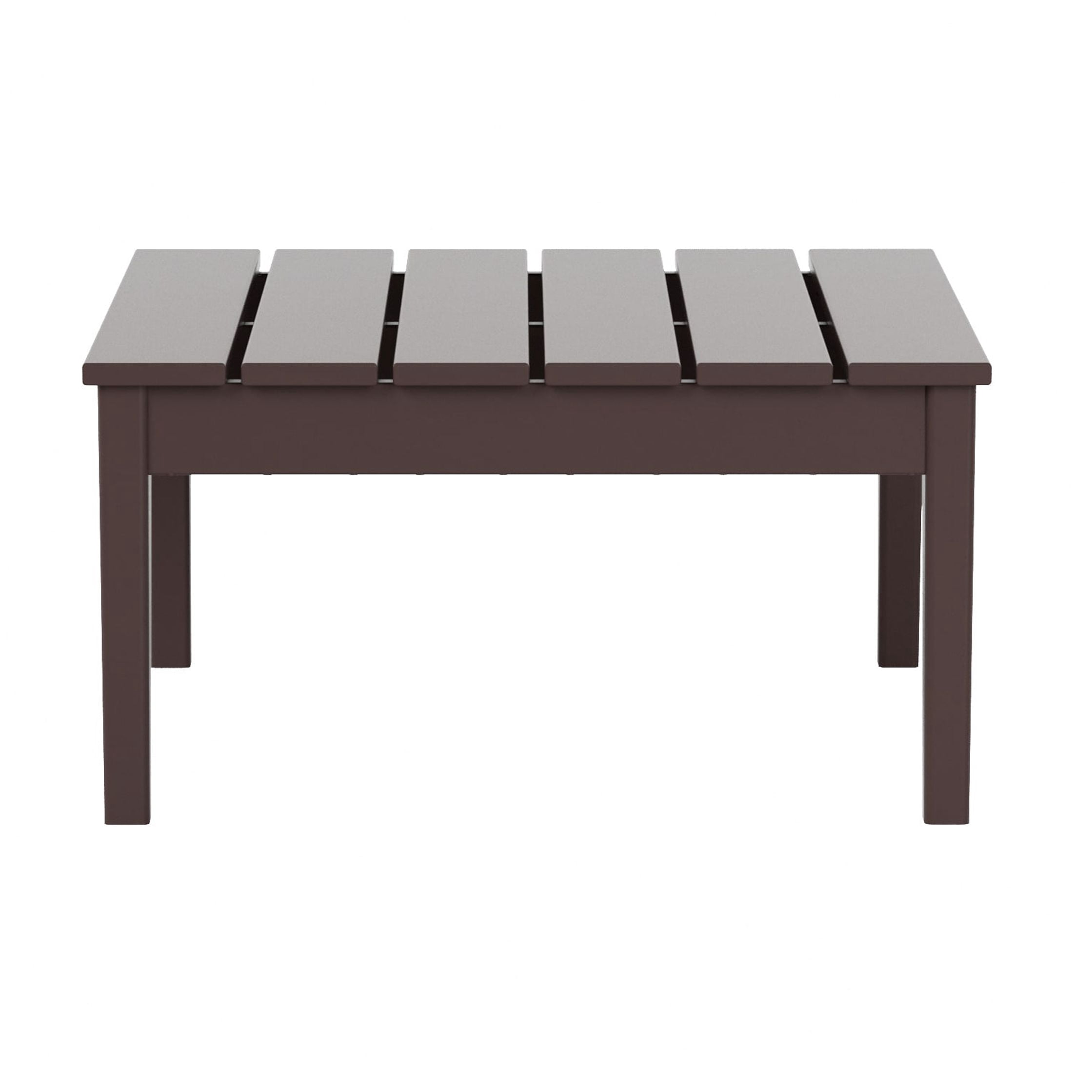 WestinTrends Ashore Outdoor Coffee Table, 32 Inch All Weather Poly Lumber Adirondack Patio Coffee Table Square Low Table, Dark Brown