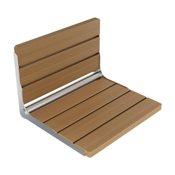 Alliance 16" x 13" Folding Wall-Mounted Shower Seat in Natural Teak