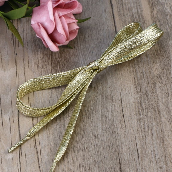 Golden Glitter Flat Shoelaces for Sneakers and Sports Shoes 1 1m Long Cloth Material