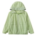 thumbnail image 3 of Cethrio Girls Sun Protection Jackets Size 7-8, Zip up Long Sleeve Lightweight Outdoor Kids Rash Guard Outerwear with Hood Green Size 8, 3 of 4