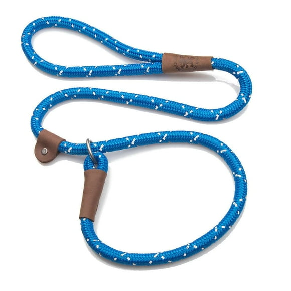 Mendota Pet Slip Leash - Dog Lead and Collar Combo - Made in The USA - Night Viz Blue, 1/2 in x 4 ft - for Large Breeds