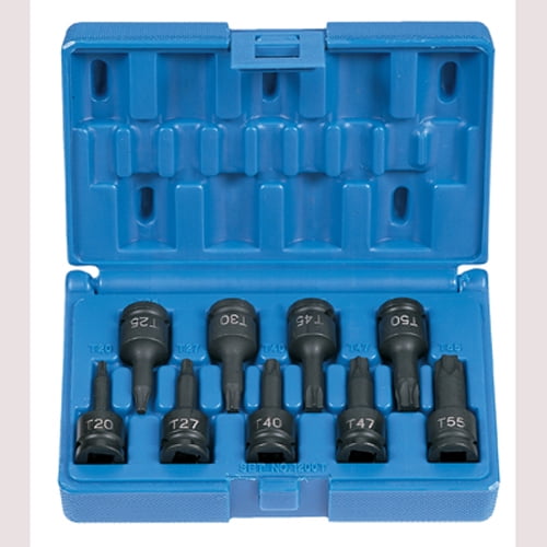 Grey Pneumatic 1200T 3/8" Drive 9 Piece Internal Star Impact Driver Set