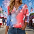 thumbnail image 2 of GEWSEY 3/4 Sleeve V Neck USA Patriotic Shirts for Women 4th of July America Stars Stripes Flag Graphic Tops Cute Tee (Pink, S), 2 of 8