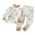 thumbnail image 4 of Owordtank Boys Girls Pajama Set 2 Piece Little Kids Sleepwear Pjs Unisex Toddler Cute Soft Long Sleeve Pajamas Sets 3M-6 Years, 4 of 5