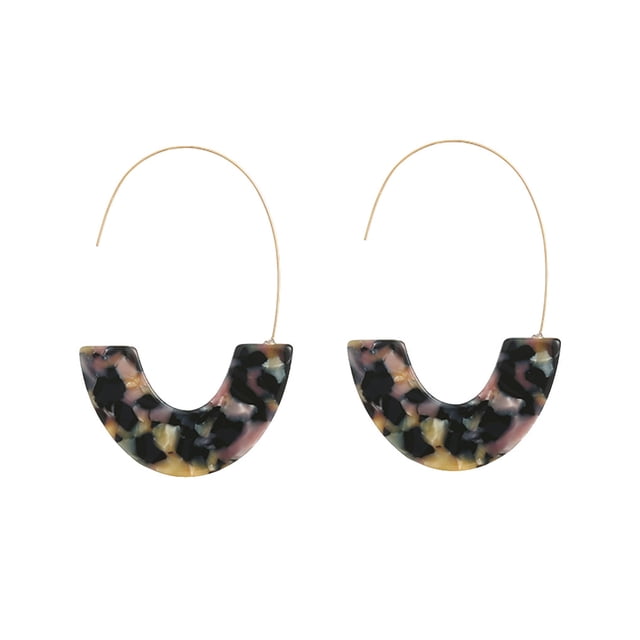 Minnieouse 1 par de aretes de estilo simple con estampado de leopardo en forma de U para niñas adolescentes Ropa, zapatos y accesorios Miscelánea Negro Amarillo Rosa Minnieouse AP010170-12