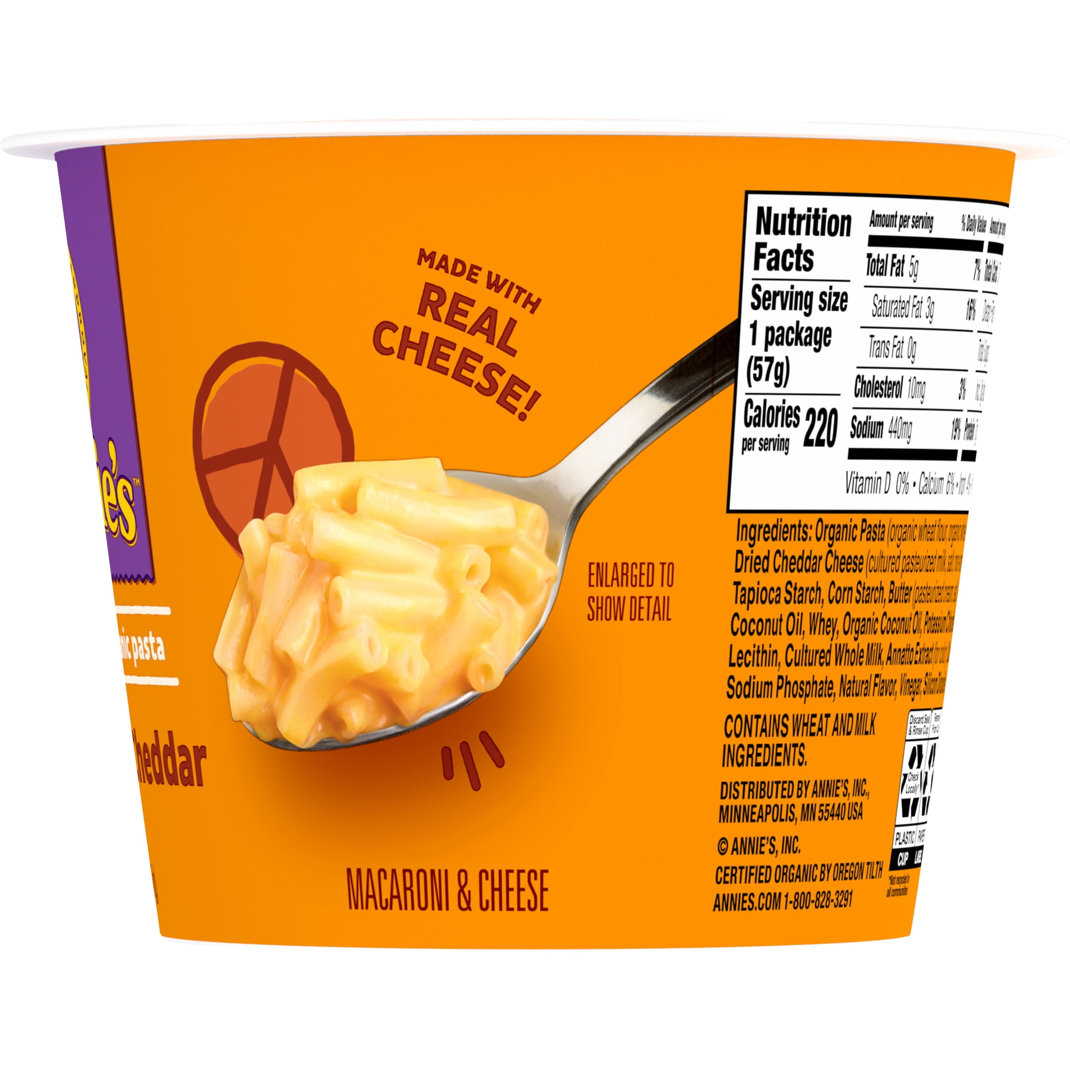 (4 pack) Annie's Real Aged Cheddar Microwavable Mac and Cheese Cup with Organic Pasta, 2.01 oz