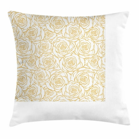 Organic Bouquet Roses Peach One Contemporary Throw Pillow Cushion Cover, Art Deco Style Floral Pattern with Roses Romantic Abstract Bouquet Garden, Decorative Square Accent Pillow Case, 16 X 16 Inches, Peach and White, by Ambesonne ()