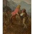 thumbnail image 2 of Aleksander Kotsis 12x14 Black Ornate Wood Framed Double Matted Museum Art Print Titled: A Highlander Woman on Horseback (1872), 2 of 5