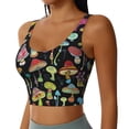 thumbnail image 2 of Daiia Bright Mushrooms Printed Women's Sports Bra, Breathable Activewear Bra with U-Back Design and Removable Pads, Comfortable and Supportive for Yoga, Workout-Medium, 2 of 8